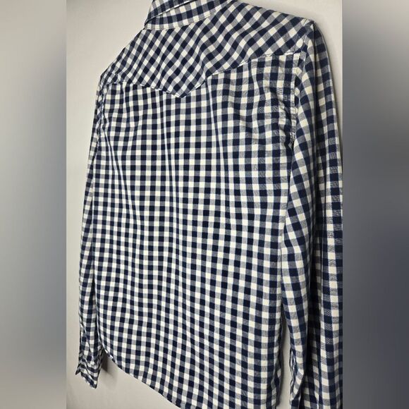 Men's Hollister Blue & White Checks Western Style Shirt - Medium - Picture 5 of 8